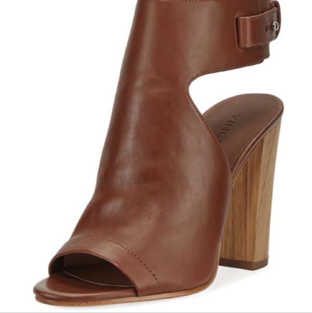 Vince Addie Leather Peep Toe Slingback Booties